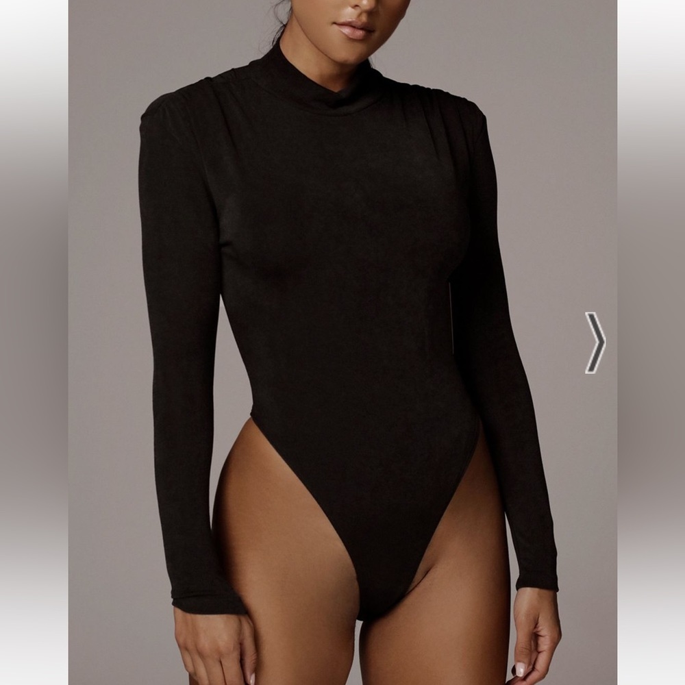 JLUXLABEL BLACK KENZIA HIGH NECK BODYSUIT - S